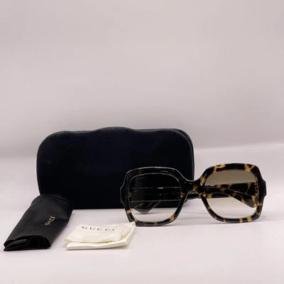 Óculos de sol Gucci feminino tamanho grande quadrado lente gradiente GG1337S Havana usado - Imagem 1 de 4