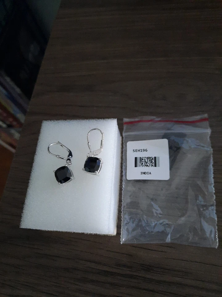 Brand New JTV#SEH196:4.5ctw Black spinel Rhod over sterling Earrings - Image 1 of 1