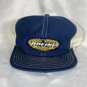 Vintage 80's Boeing Trucker Hat Cap Snapback Patch Mesh Back Made in USA - Picture 1 of 8