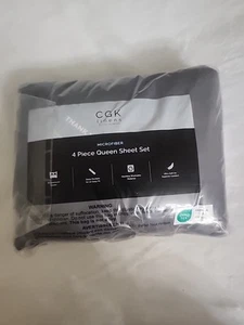CGK Bed Sheet Set - 4 Piece, QUEEN - Gray - Picture 1 of 2