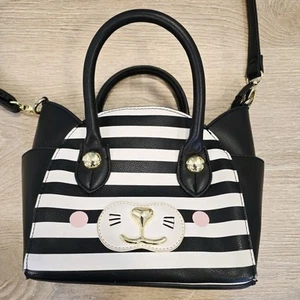 Betsey Johnson Katze Umhängetasche schwarz weiß 10"x7"x4" Luv Betsey - Bild 1 von 14