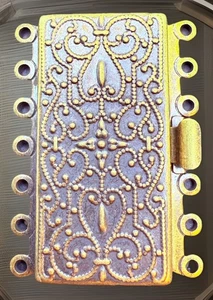 Ornate Six Strand Box Clasp Aged Brass 1- 1/2” - Picture 1 of 3