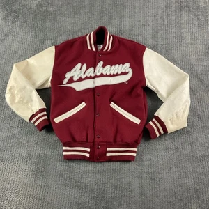Giacca bomber Alabama Crimson Tide Delong Varsity piccola lana pelle vintage anni 70-80 - Foto 1 di 15