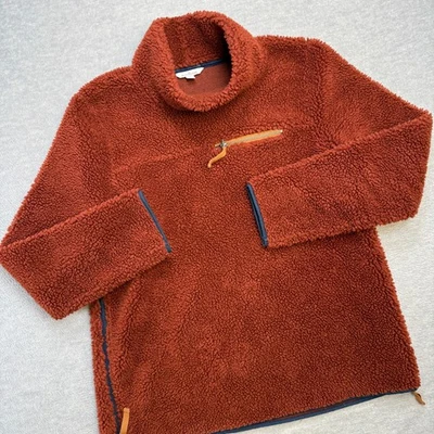 LL Bean Sweater Womens Medium Rust Red Signature Deep Sherpa Fleece Funnel Neck - Image 1 of 4