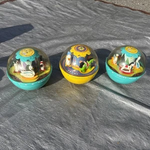Lot Of 3 FISHER PRICE Vintage Roly Poly Chime Balls #165 Rare Folk Toy - Picture 1 of 9