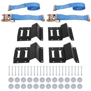 E-Track Wheel Chock & Strap Kit 1500 Lbs Weight - Picture 1 of 14