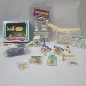Large Lot Vintage Miniature Dollhouse Furniture Accessories Mint Most New - Picture 1 of 9
