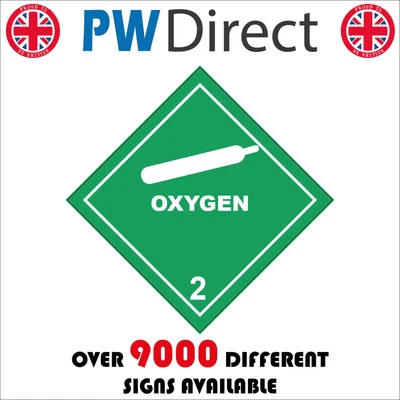 SIGN OXYGEN CANNISTER GREEN DIAMOND WORKPLACE HAZARDOUS WARNING CAUTION HA242P - Image 1 of 4
