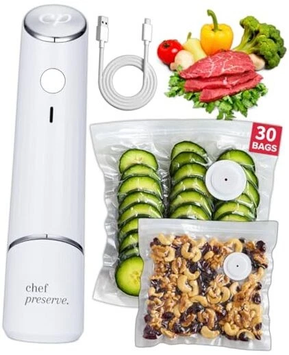 Chef Preserve Compact Vacuum Sealer – Handheld Food Sealer 30 Bags