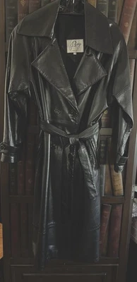 MINT! Vintage REMY Butter-Soft Dark Brown Leather Long Trench Coat~Ladies Sz XS - Image 1 of 4