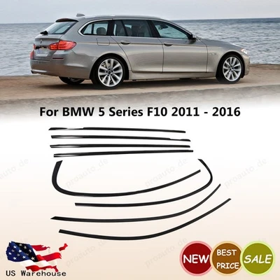 8Pcs Gloss Black Window Molding Trim Frame Strips For BMW 2011-2016 5-Series F10 — 第 1/4 张图片