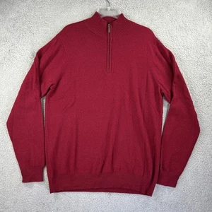 Suéter Dartmoor Para Hombres Grande Rojo Cachemira 1/4 Cremallera Pullover Golf Abuelo Preppy - Imagen 1 de 6