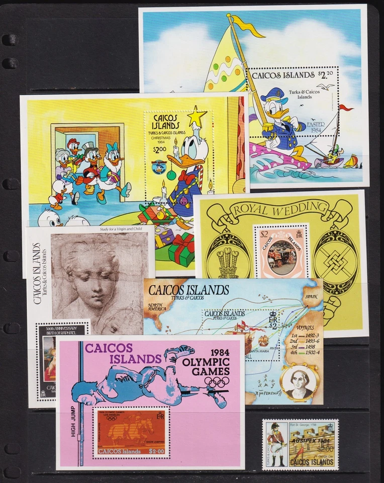 Islas Caicos - 6 hojas de recuerdo diferentes, como nuevas, NH Foto 1 de 1