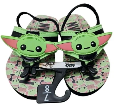 Sandálias de praia Star Wars Mandalorian Yoda chinelos meninos jovens tamanho 7/8 novas - Imagem 1 de 3