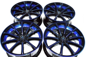 Set of 4 New 18x8 DDR Elite Black Blue Finish 18" Rims Wheels 5x114.3 38mm - Picture 1 of 3