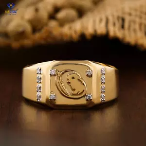 0.12 TCW Round Cut Men's Ring Labgrown Diamond Ring 18K Yellow Gold Labstone - Picture 1 of 5