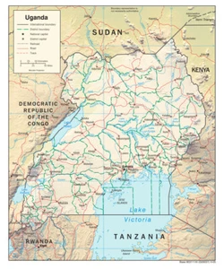 Uganda Physical Geography Geographic Physiographic Map Country Nation Print - Picture 1 of 1