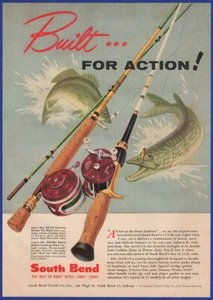 Canna da mosca vintage 1956 SOUTH BEND canna da fusione pesca effimera stampa anni '50 annuncio - Foto 1 di 1
