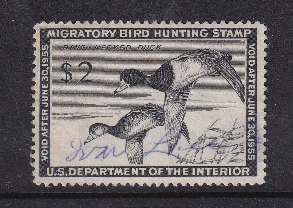 1954 Federal Duck Stamp $2 Sc RW21 used single Ring-Necked Duck (E2 - Imagem 1 de 1