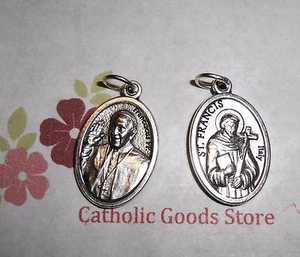 Pope Francis & Saint St. Francis - Italian Ox Die Cast Italian 1" Medal - Picture 1 of 3
