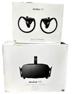 Oculus Rift CV1 VR Virtual Reality Headset & Touch Controllers WIRED w/ Boxes - Image 1 of 4