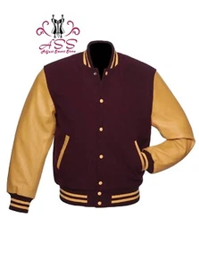 Varsity Jacke Herren Premium klassisch Druckknopf Vintage Baseball Letterman, USA - Bild 1 von 6