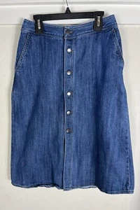 Mossimo Damen Denim Midi Länge Rock Knopfleiste Verschluss Größe 4 Stretch - Bild 1 von 6