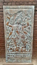 Vintage Wall Sculpture Hindu Goddess Wooden Devi Kali Wall Panel Temple Art 72