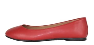 Soda Comfortable Shoes Women Ballet Flat Round Toe Gel Insole Hot Red PU KREME-S - Picture 1 of 5