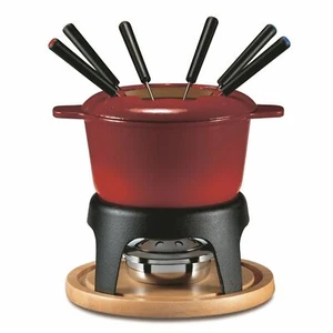 NEW SWISSMAR SIERRA 11 PIECE CAST IRON FONDUE SET Chocolate Cheese Dipping RED - Picture 1 of 1