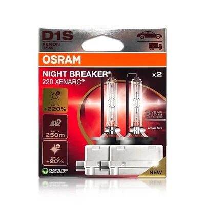 Osram Night Breaker 220 D1S HID Xenon Headlight Bulbs 66140XN2 - Pack of 2 - Image 1 of 4