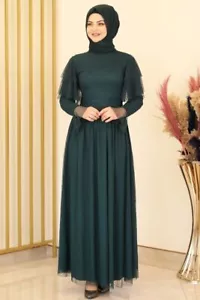 Tüllkleid Abendkleid aus gepunktetem Tüll Hijab Kleid Abiye Abaya - Bild 1 von 27