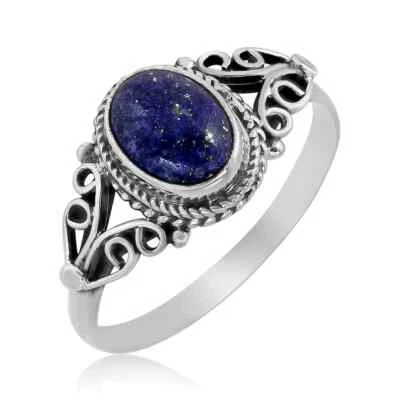 Anillo de plata lapislázuli, anillo de plata de ley 925, anillo de plata hecho a mano Foto 1 de 3