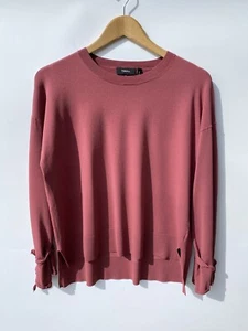 Theory Karenia Deep Rose Poet Sleeve Knit Super Stretch Pullover Sweater M - Picture 1 of 19