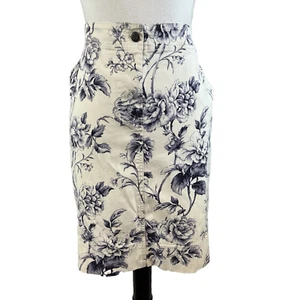 Gonna Talbots taglia 12 viola marrone rose floreale ginocchio dritto elasticizzata casual slim - Foto 1 di 10