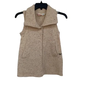 Roxy Wool Blend Half Button Sleeveless Knit Vest Cardigan Jacket Girl's Size M - Picture 1 of 10