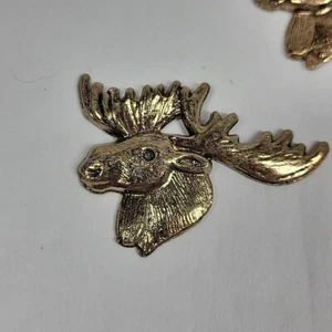 Vintage Brass Moose Emblem 3D Cabin Woods Country Crafting Repurpose - Picture 1 of 4