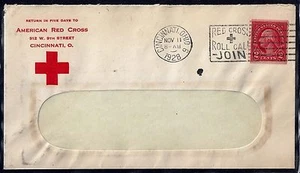 US 1928 RED CROSS COVER W/CINCINATI RED CROSS CANCEL NOV 11 1928 ON COIL 2¢ WASH - Picture 1 of 1