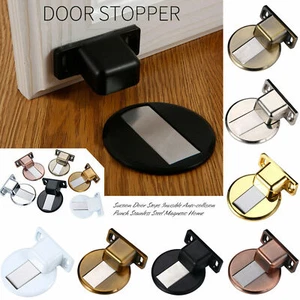 Door Suction Stops Invisible Stainless Steel Magnetic Stopper Floor Mount Holder - Picture 1 of 19