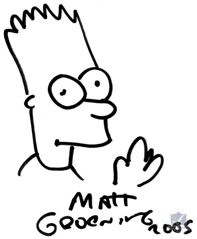 Matt Groening Signed Index card BART SIMPSON SKETCH OnlineCOA AFTAL #12 Cover