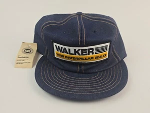 Cappello camionista denim vintage NOS Walker your Caterpillar Dealer GATTO Louisville - Foto 1 di 9