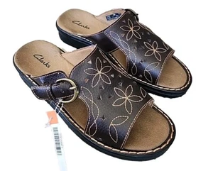 Sandali donna Clarks in pelle con slide taglia 7 M - Foto 1 di 9