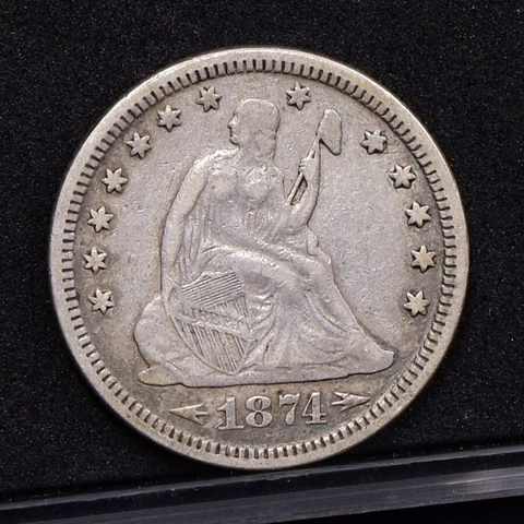 1874 Liberty Seated Quarter - XF Details (#44403) Cover