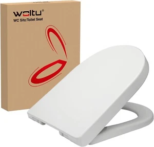 D Shape White Toilet Seat, Soft Close Adjustable Hinge Quick Release - Picture 1 of 9