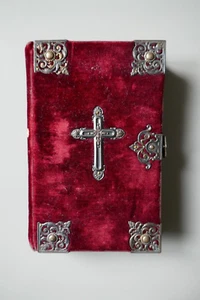 Evangelisches Gesangbuch des Königreich Sachsen von 1883 mit weinroten Samtband - Bild 1 von 8