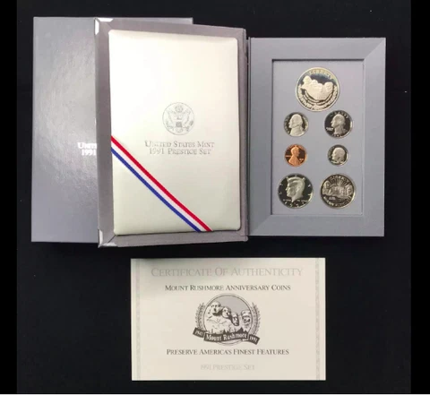 1991 Prestige Proof Set w US Mint OGP Box & COA Cover