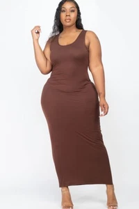 Plus Size Solid Basic Maxi Dress - Picture 1 of 26