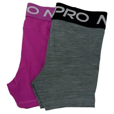 Girls Nike Pro Shorts Lot Of 2 Size Small Black And Pink 3" Inseam Athletic - Image 1 of 4