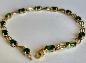 Stunning 9ct gold Green Tourmaline Tennis bracelet, 18ct Lobster Clasp , 18.5 cm - Picture 1 of 15