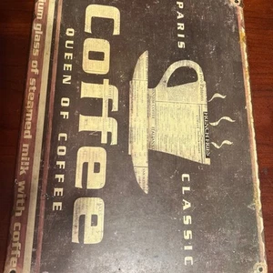 Sign Tin/Metal Paris Classic Queen of Coffee 13.5" x 10.25" Classic Retro - Picture 1 of 12